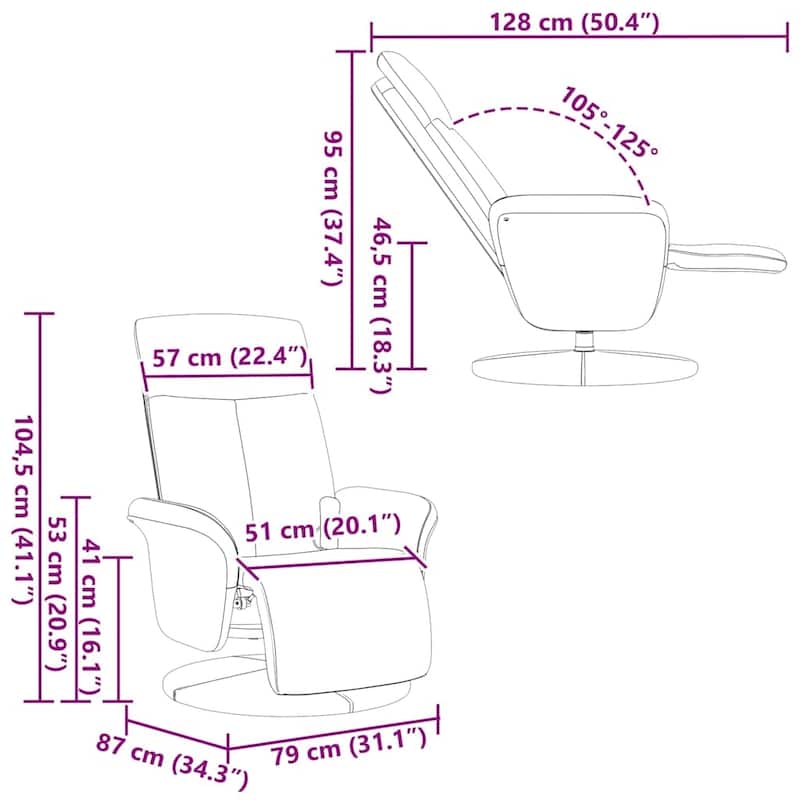 vidaXL Massage Recliner Chair with Footrest Black Fabric