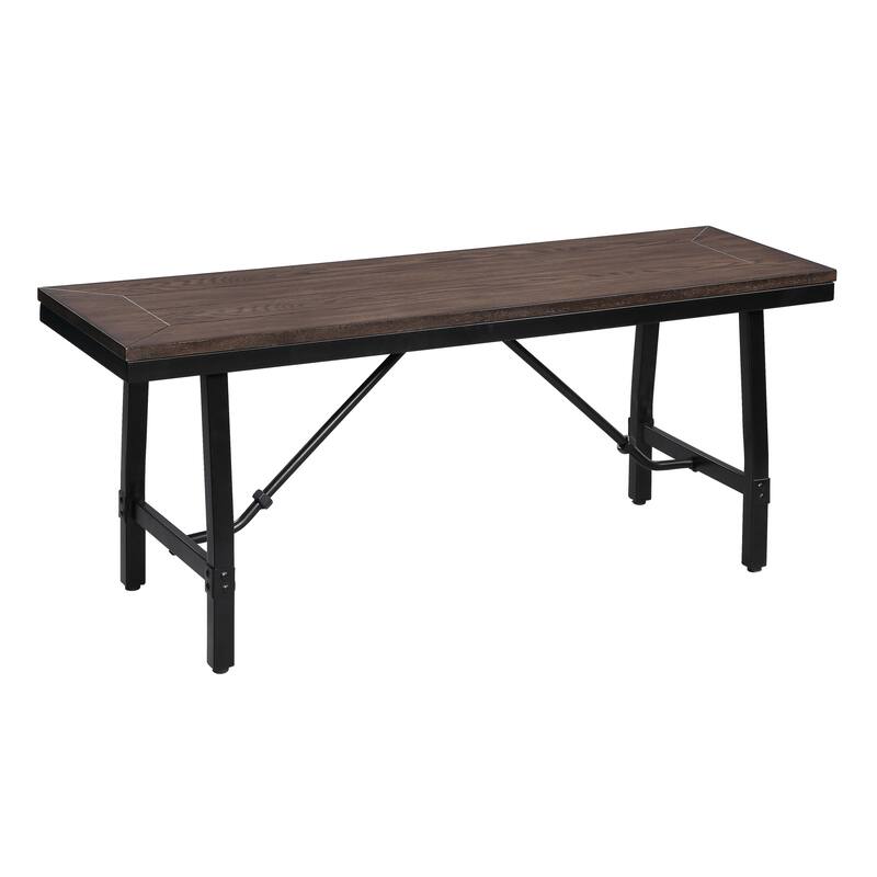 Oak and Black Rectangle Bench
