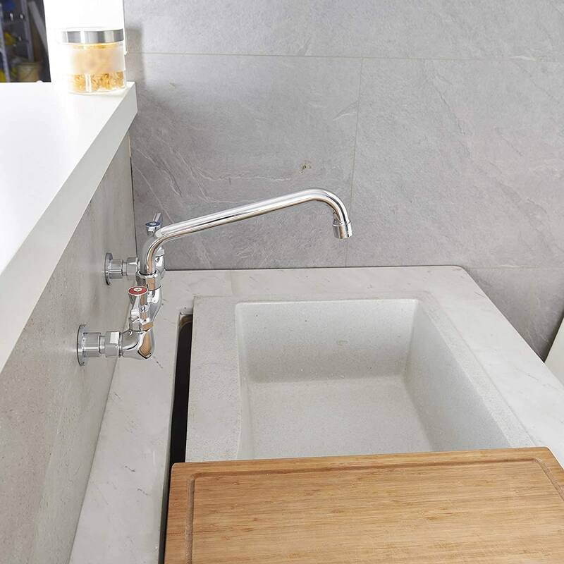 Wall Mount Kitchen Faucets,Chrome with Two Handles