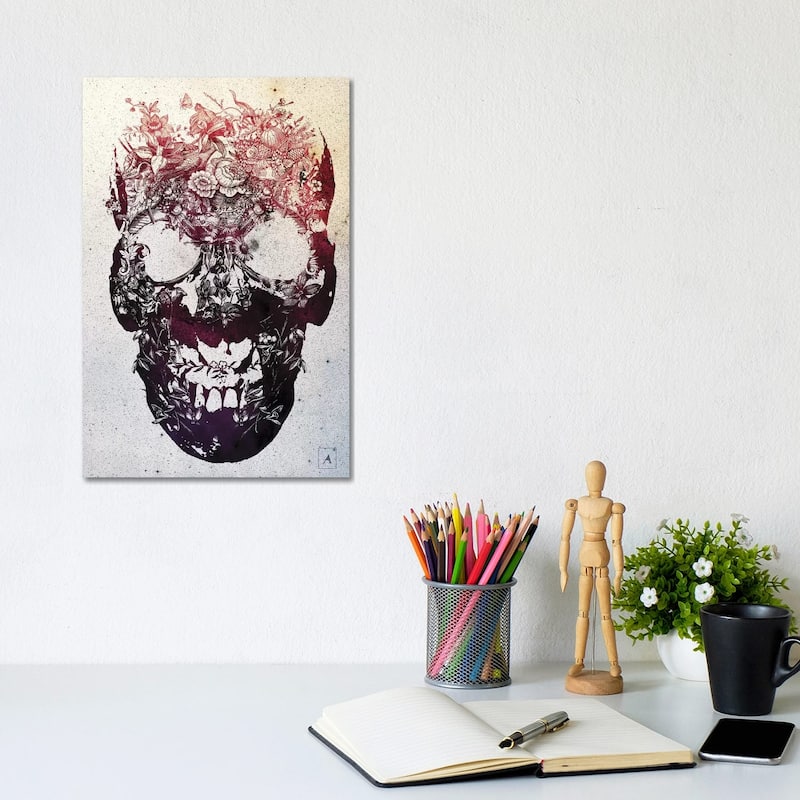 iCanvas "Floral Skull" by Ali Gulec Canvas Print - 12x8x0.75