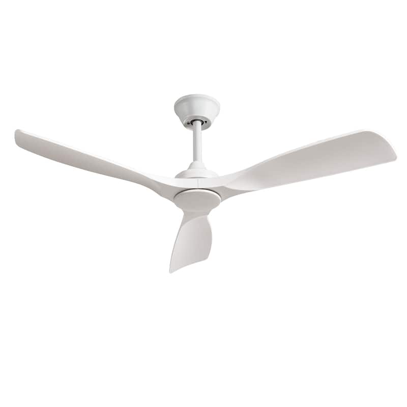 42-52Inch Ceiling Fan with Light: 3 Blade Outdoor Fans for Patios - Dimmable Indoor Fan with Remote APP Control - White - 52in-no light