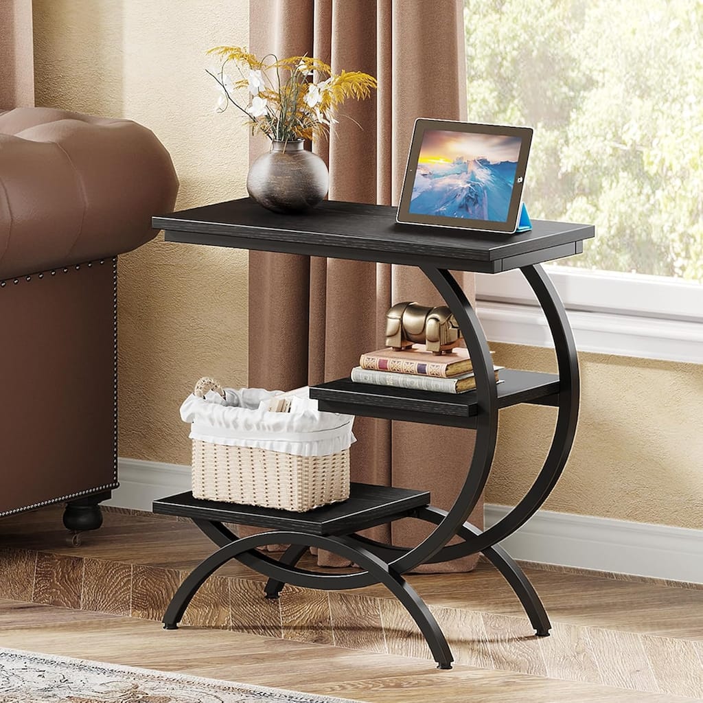 C-Shaped End Table, 3-Tier Small Side Table