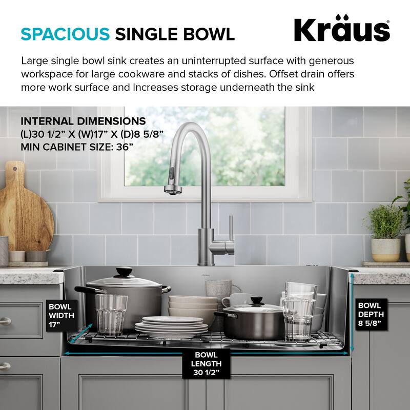 Kraus KHT640-33 Fairlane 33" Drop In Single Basin Stainless Steel