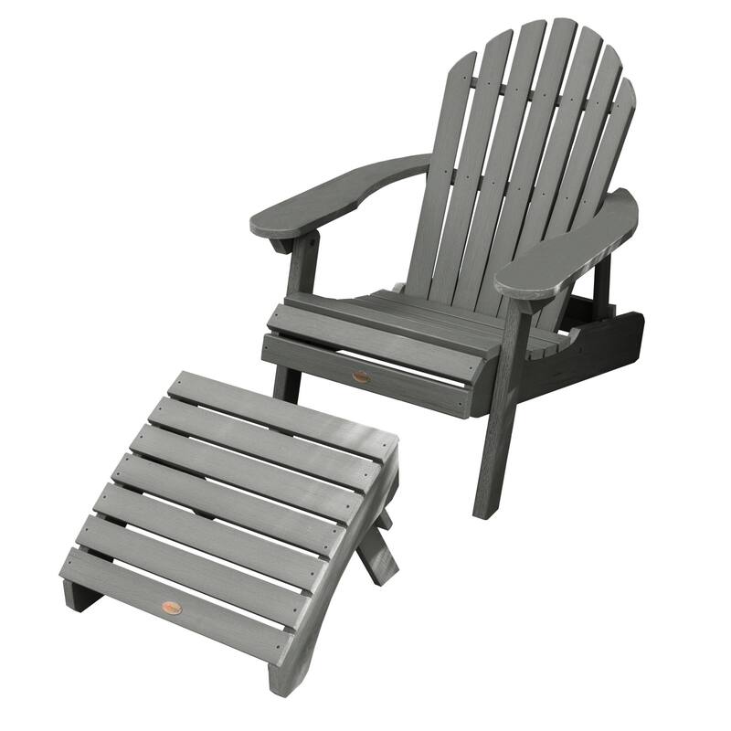 Mandalay Adirondack Chair and Folding Ottoman - Coastal Teak