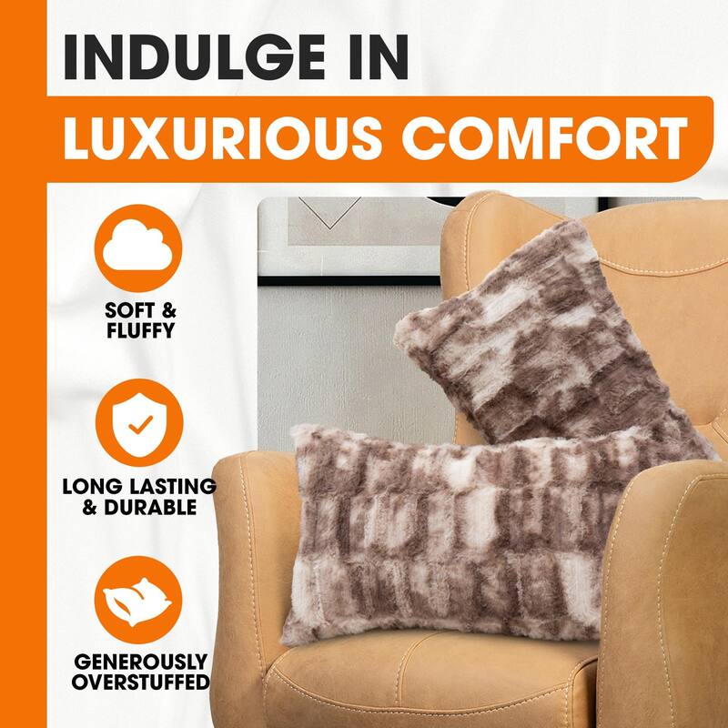 Cheer Collection Set of 2 Decorative Faux Fur Throw Pillow