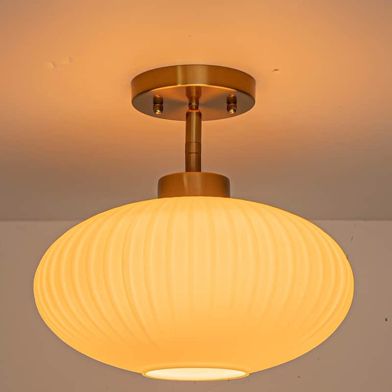 1 - Light Modern Glass Flush Mount Ceiling Light