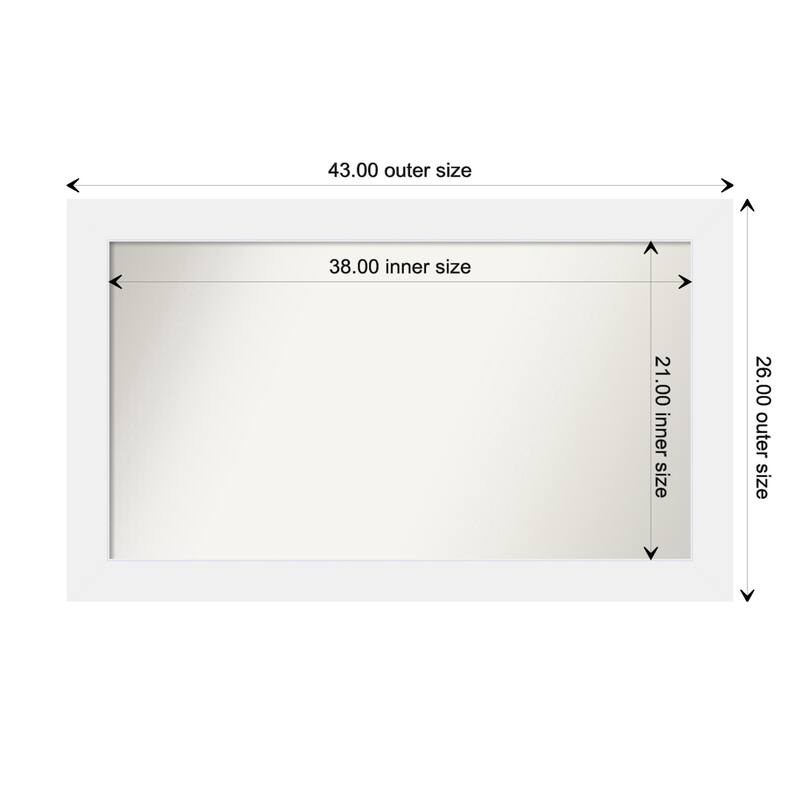Corvino White Framed Non-Beveled Custom Wall Mirror, Bathroom Vanity Mirror - Outer Size: 43 x 26