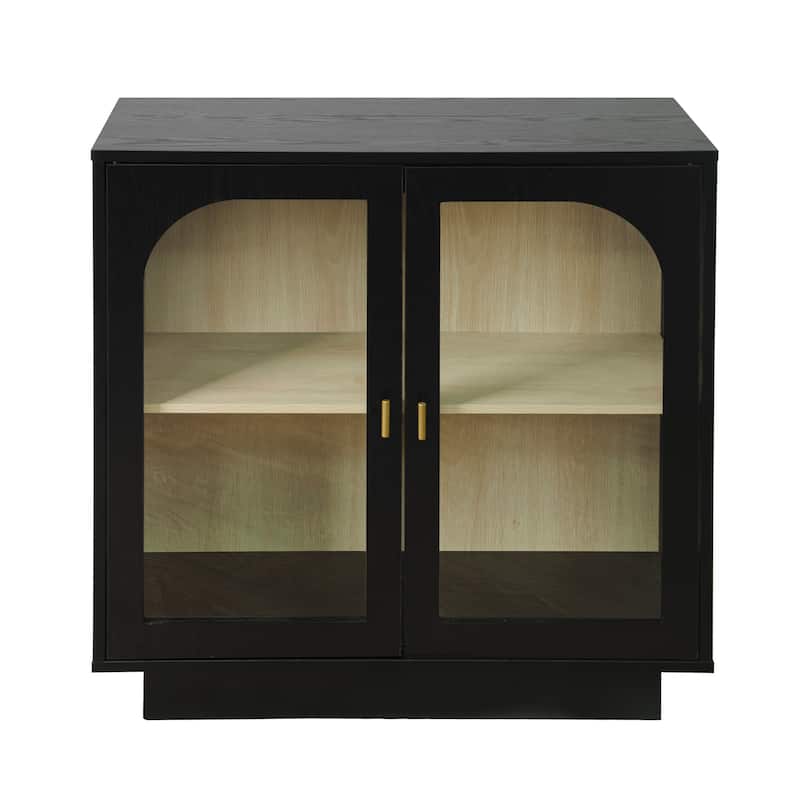 Roomfitters Storage Cabinet with Acrylic Glass Doors, Modern Display Organizer for Living Room