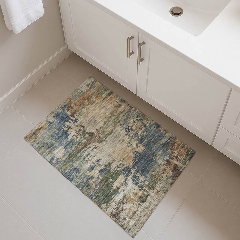 Premium Washable Super Soft Abstract Contemporary Mayfield Rug - Blue - 1'8" x 2'6"