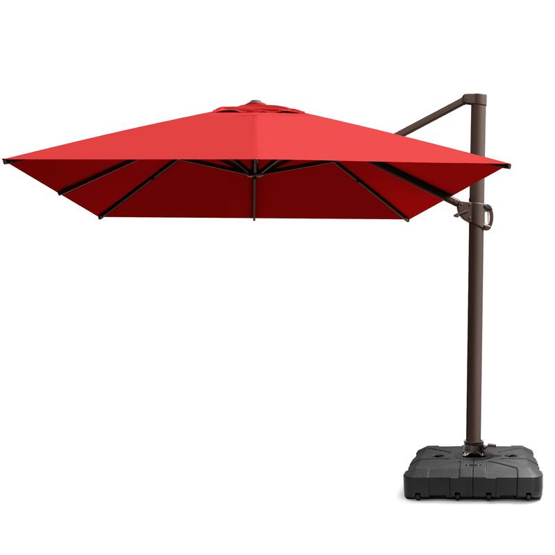 Pellebant Patio 10 x 13 FT Cantilever- Offset Umbrella Outdoor Umbrella with Base Stand - Red