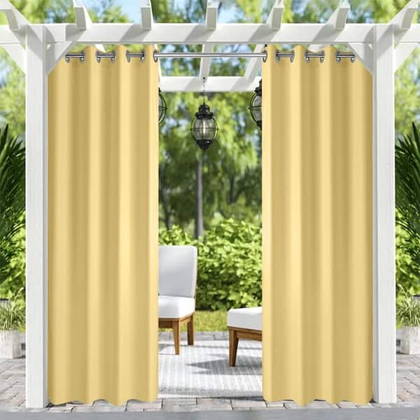 slide 2 of 4, Buff Thermal Grommet Blackout Curtain for Patio Porch Gazebo Cabana - 50 in. W x 84 in. L - 50*84in Yellow