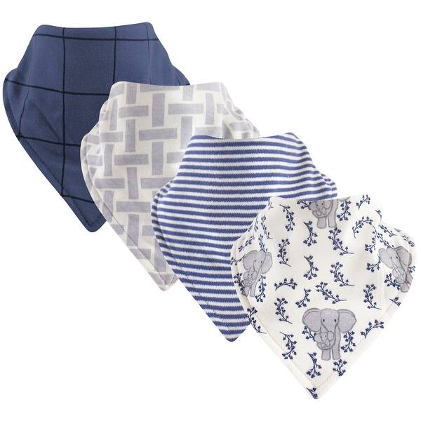 slide 1 of 1, Touched by Nature Baby Boy Organic Cotton Bandana Bibs 4pk, Elephant, One Size - Elephant - One Size One Size - Elephant