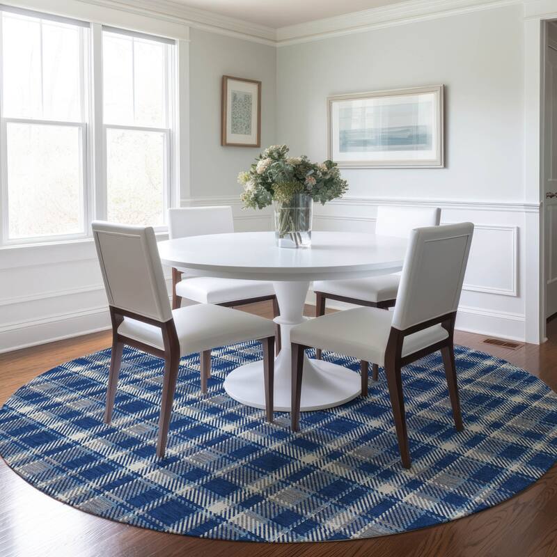 Alvasi Plaid Weather Resistant Blended Style Runner Outdoor Rug