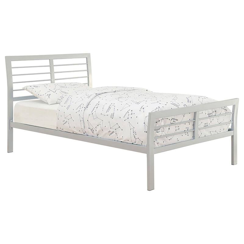 Twin Size Metal Platform Bed with High Headboard and Low Footboard