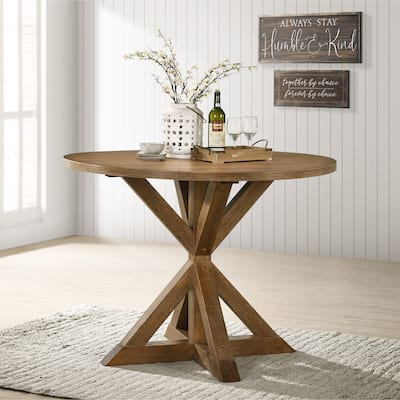 Roundhill Furniture Windvale Cross-Buck Base Counter Height Dining Table