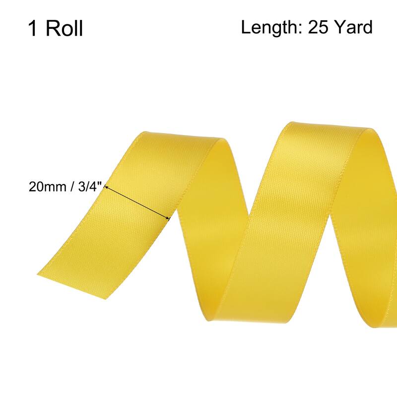 Satin Ribbon Grosgrain Thin Solid Silk Wedding Bouquet Ribbon Decor - Corn Yellow - 3/4" x 25 Yard