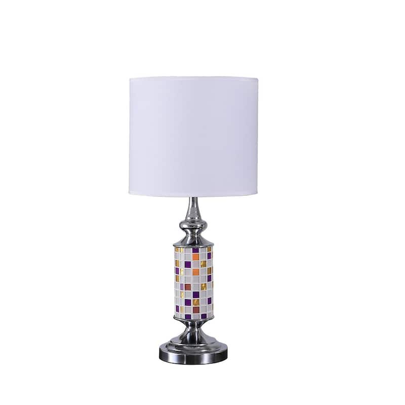 24" Chrome Bohemian Glass Mosaic Modern Table Lamp - Silver