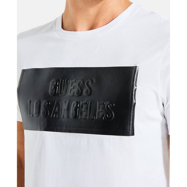 Shop Guess Mens Tee Shirt White Black Size Large L Embossed Logo Graphic Overstock 29058465