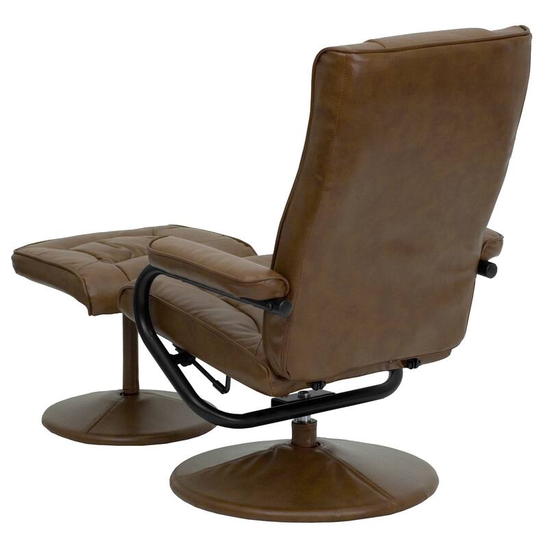 Contemporary Multi-Position Recliner and Ottoman with Wrapped Base