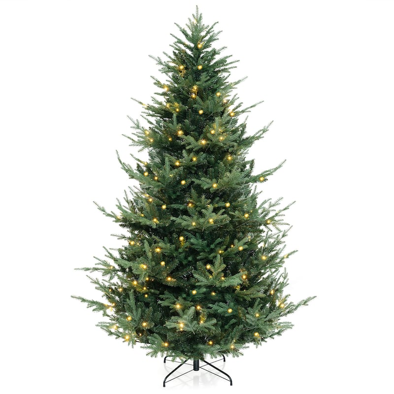 Gymax 8 FT Artificial Xmas Tree w/ 778 PVC PE Branch Tips 450 Warm - Green - 8 Foot