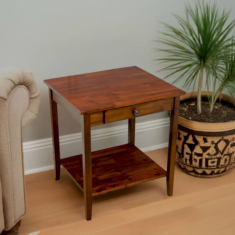 Porch & Den Holly Hill Solid Acacia 1-Drawer End Table