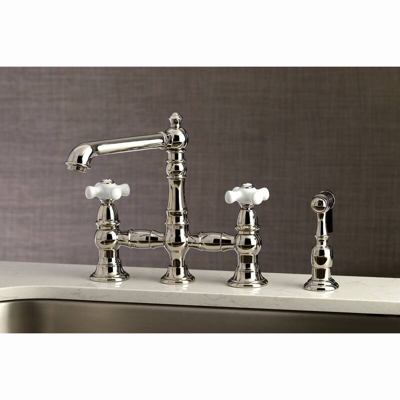 Kingston Brass English Country Bridge Kitchen Faucet with Sprayer