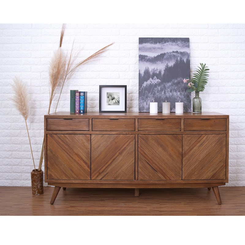 NPD Furniture Piero Chevron Buffet with 4 Drawers and 4 Doors