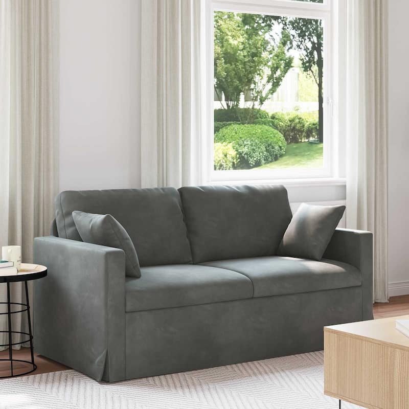 vidaXL Sofa Dark Grey in Velvet - Dark grey-55.12 in