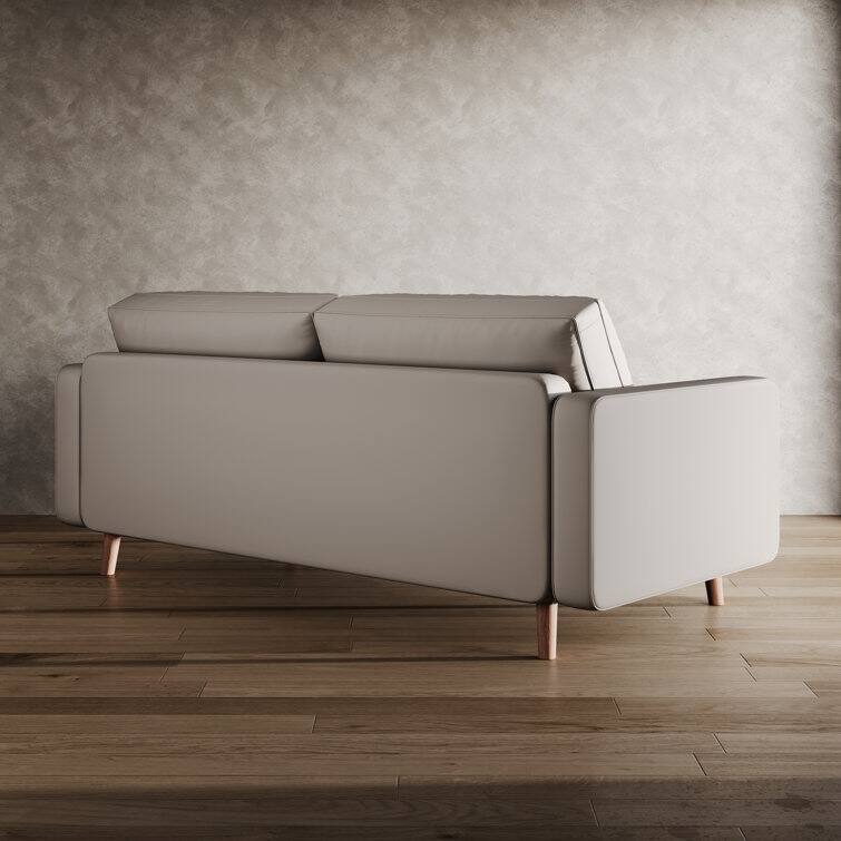 Stateside Upholstered Leather Square Arm Sofa Couch 70''