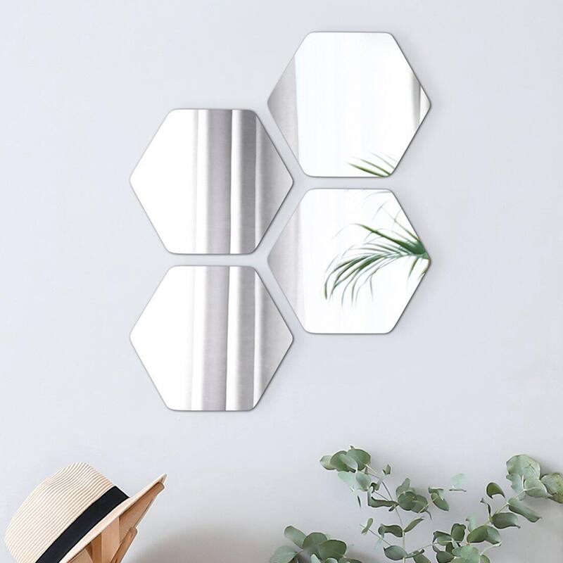 Small Decorative Wall Self Adhesive Shaped Mirrors - Set of 4