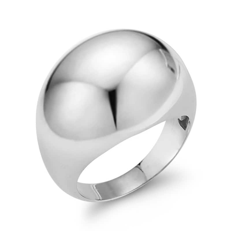 Soleil Sterling Silver Bold Dome Ring - White - 6