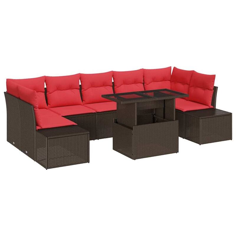 vidaXL 8 Piece Garden Sofa Set with Cushions - 113.8×60.6×27.2