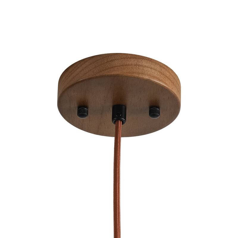 Modern Natural 1-Light Cone-Shaped Wood Grain Pendant - 17.7in