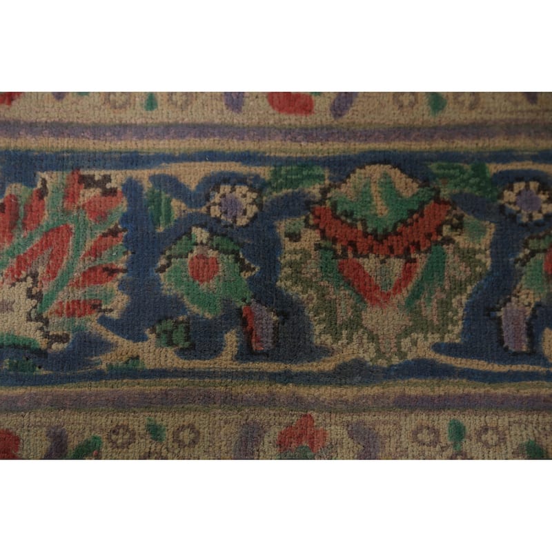 Blue Floral Tabriz Persian Area Rug Hand-Knotted Wool Carpet - 6'2"x 9'9"