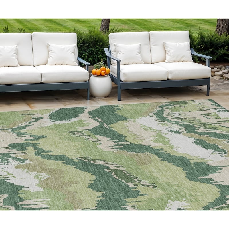 HomeRoots Abstract Transitional Rectangle Outdoor Rug - 8' X 10'