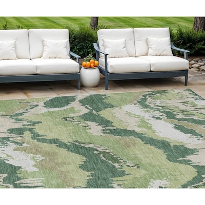 HomeRoots Abstract Transitional Rectangle Outdoor Rug
