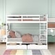 preview thumbnail 1 of 51, Twin Over Twin Bunk Bed Convertible 2 Platform Beds, Wooden Panel Bed with Ladder, Guardrail and 2 Drawers White - Twin