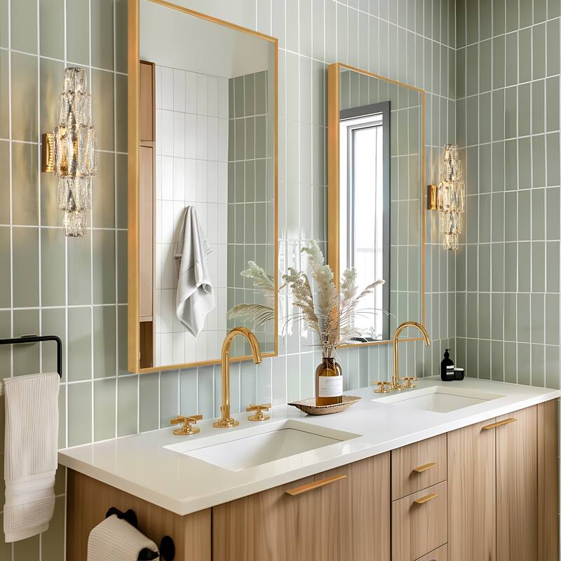 Modern Gold 1-Light LED Crystal Wall Sconce Cylinder Bathroom Vanity Light - W 6.8" x H 20"
