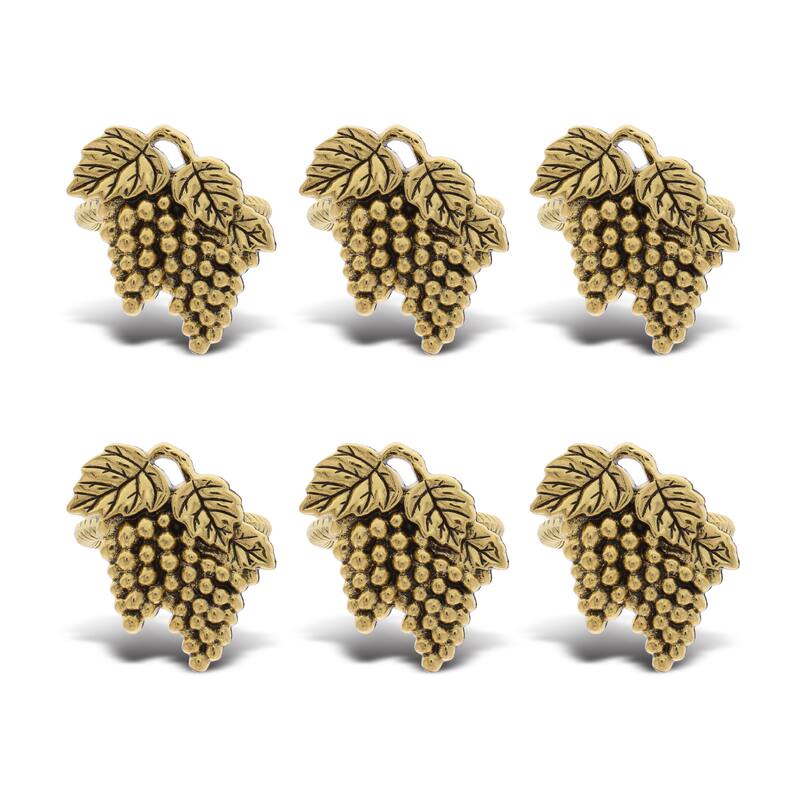 KitchaBon Grapes Gold Napkin Rings for Table Decor - Set of 6 - 2.4 x 2 x 1.65 inches