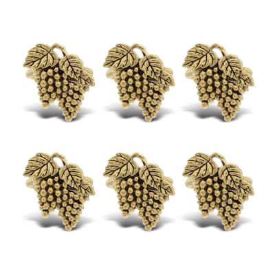 KitchaBon Grapes Gold Napkin Rings for Table Decor - Set of 6 - 2.4 x 2 x 1.65 inches