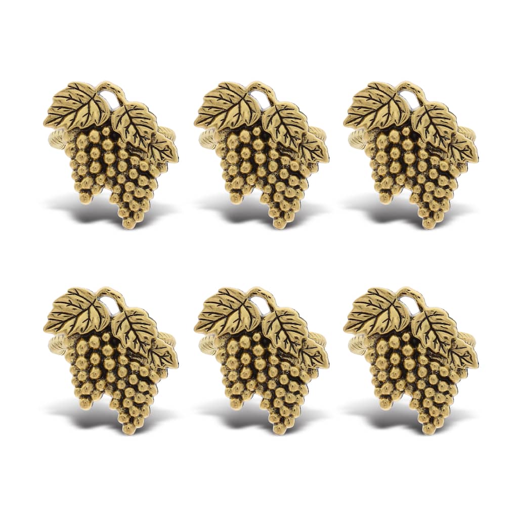 KitchaBon Grapes Gold Napkin Rings for Table Decor - Set of 6 - 2.4 x 2 x 1.65 inches