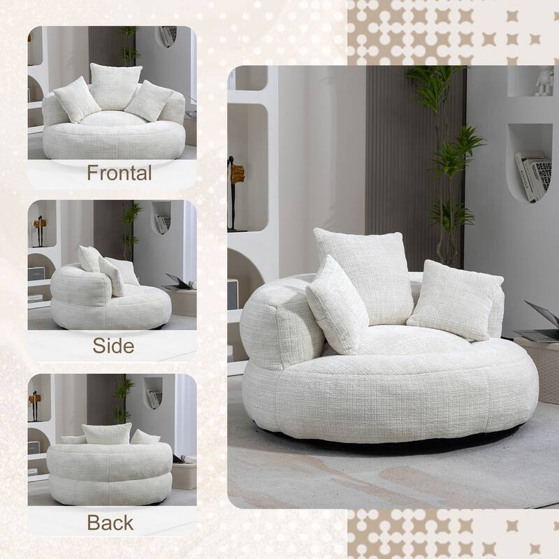 Oversized Chenille Bean Bag Lounge Chair Lazy Sofa with Backrest and Armrests for Bedroom Office Living Room