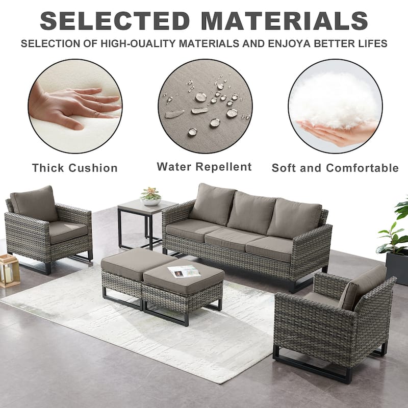6 Piece 3-Seat Sofa Chair Table Set