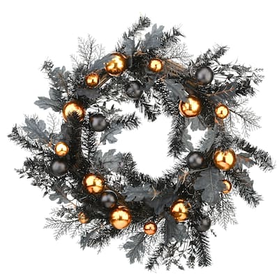 24" Halloween Wreath with Ball Ornaments