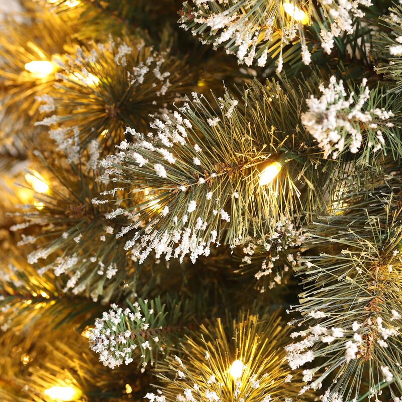 Glitzhome 7.5/9 FT Pre-Lit Frosted Cashmere Pencil Pine Artificial Christmas Tree with Clear Lights Remote Control