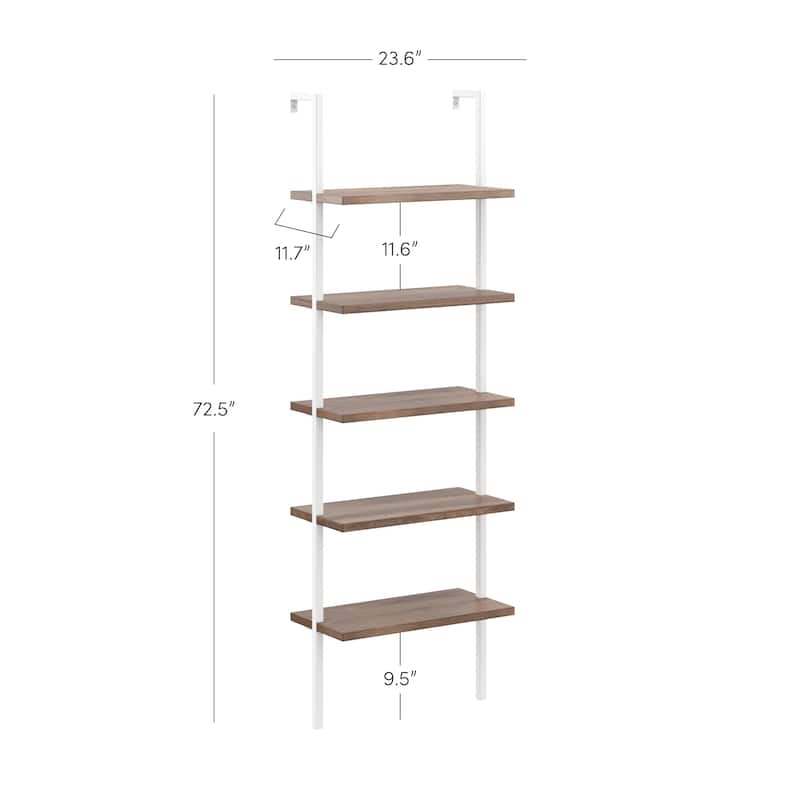 Nathan James Theo 5-Shelf Ladder Bookcase Wood with Metal Frame