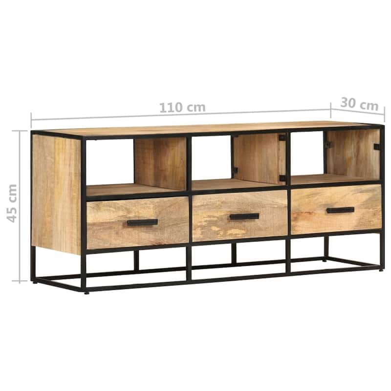 vidaXL TV Stand 43.3"x11.8"x17.7" Rough Mango Wood