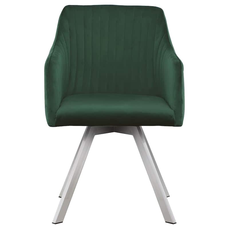 Silver/Green Fabric Upholstered Metal Frame Dining Chair, Sturdy Dining Chair for Dining Rooms - 22.75