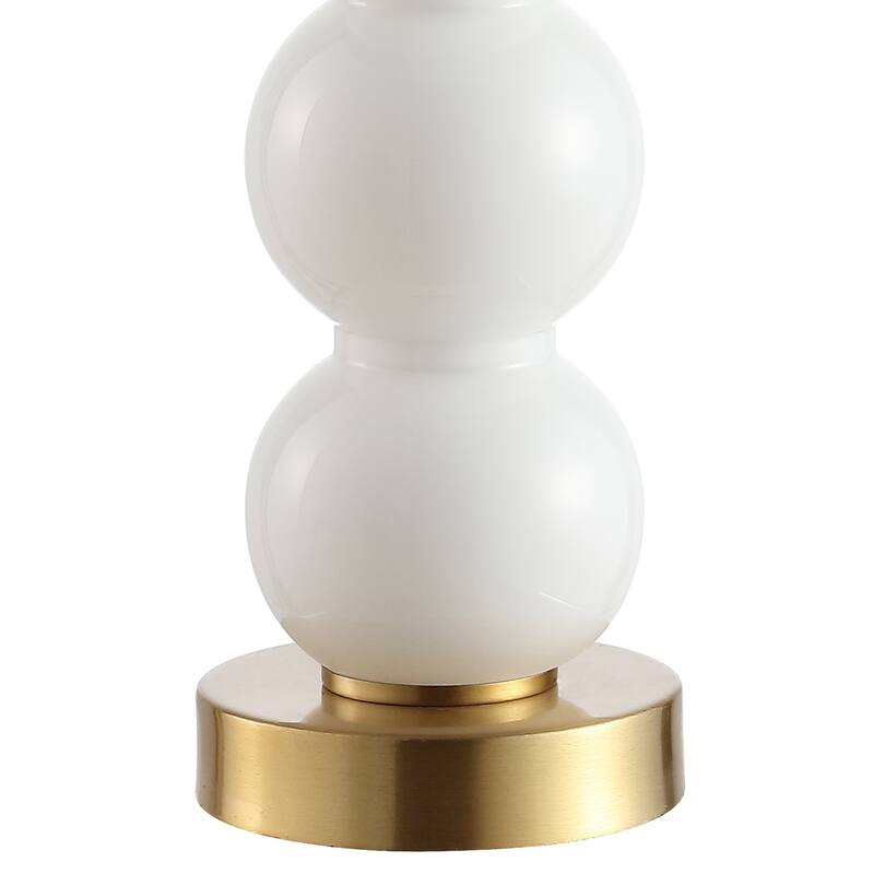 Wilson 21" Glass/Metal LED Table Lamp, White/Brass Gold by JONATHAN Y