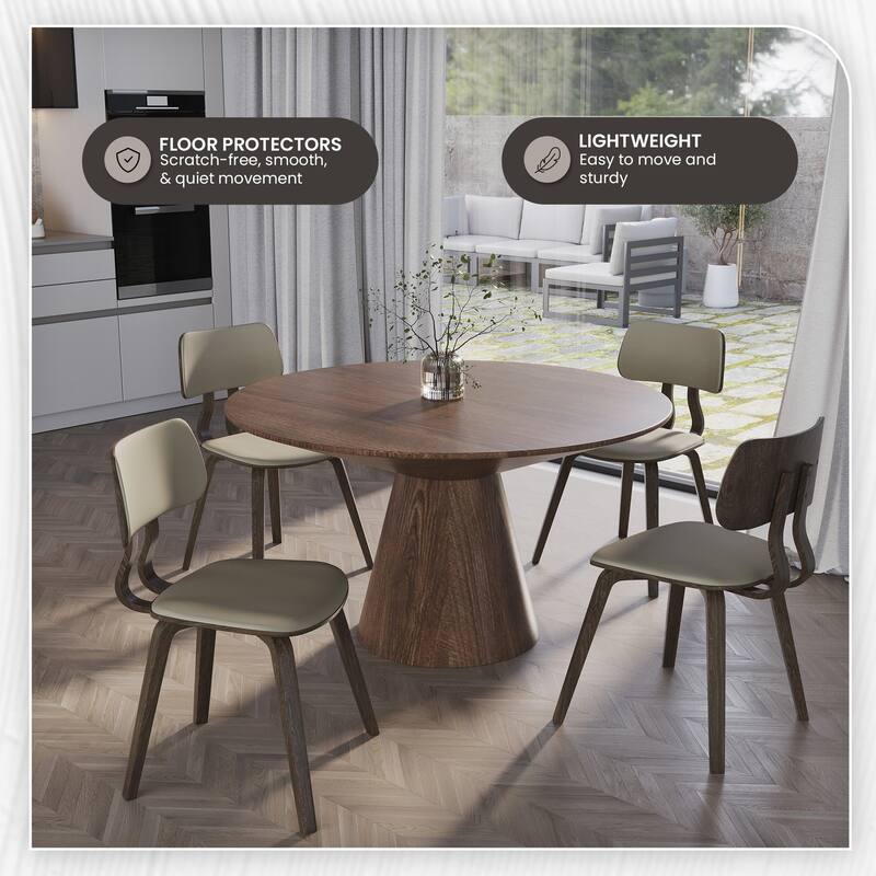 Leather Dining Chairs with Poplar Wood Frame and Open-Back Design Side Chair
